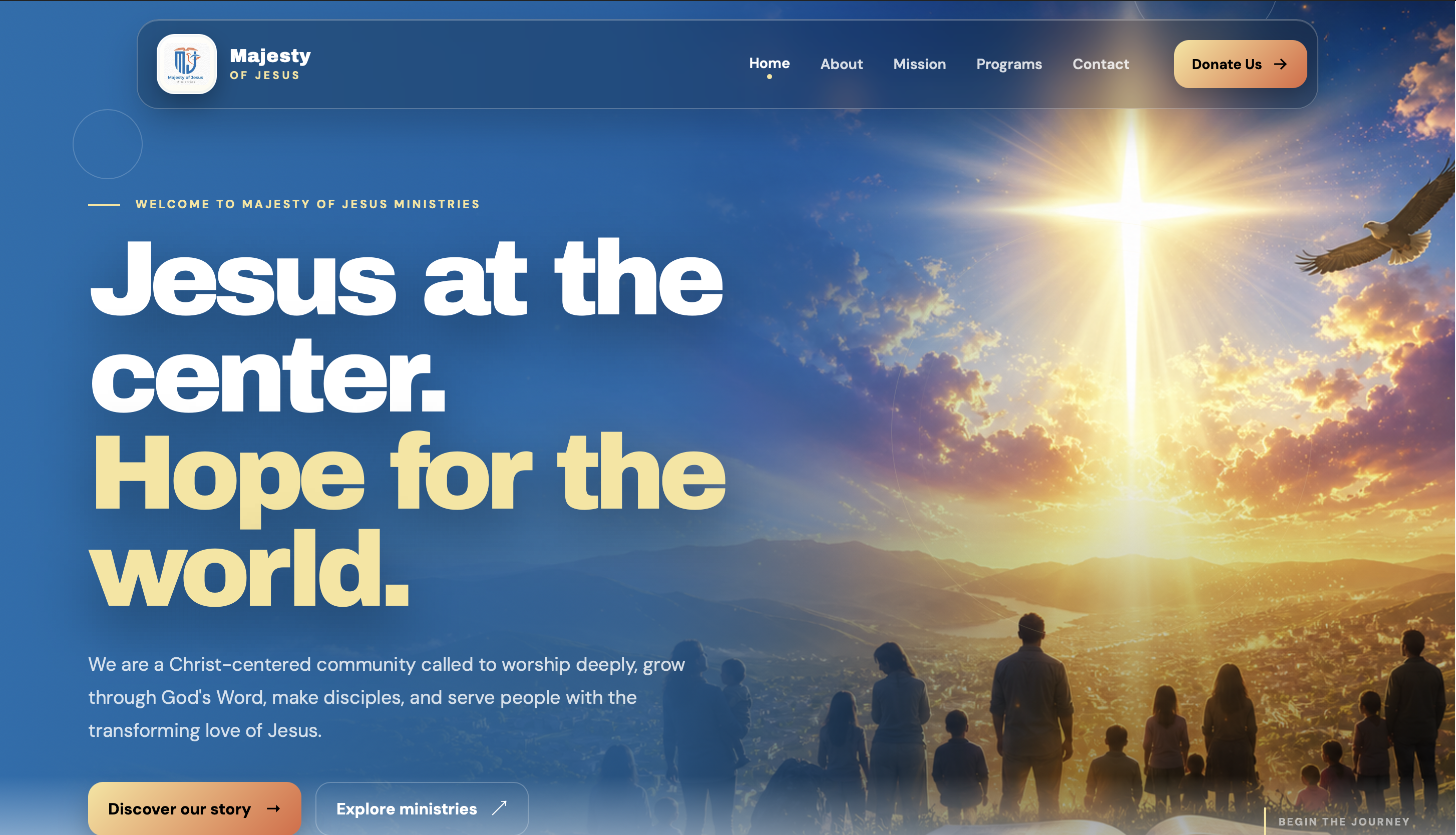 Majesty of Jesus ministry website homepage