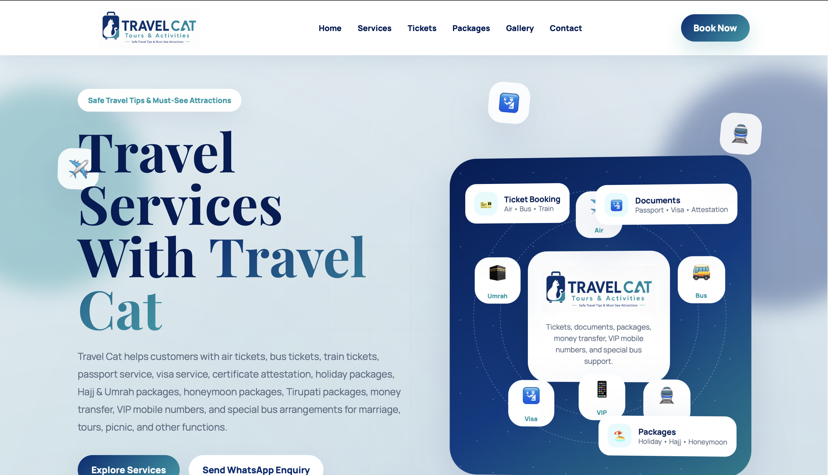 TravelCat travel website homepage